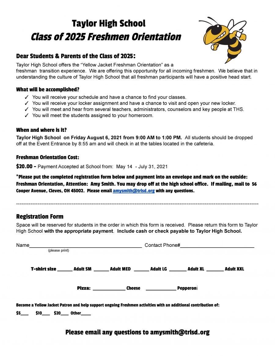 2021 Freshmen Orientation Information